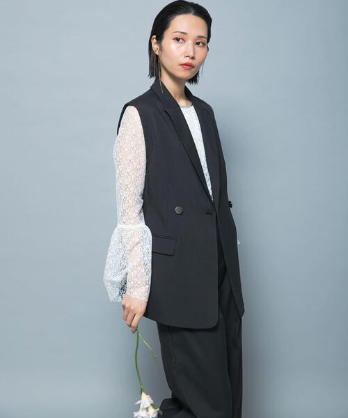 ベスト ジレ 防シワシャンブレーツイルダブルジレ レディース
