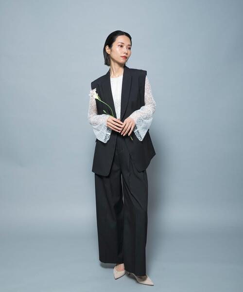 ベスト ジレ 防シワシャンブレーツイルダブルジレ レディース