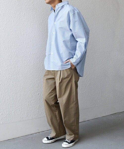 SHIPS any シャツ any: JAPAN MADE ブルー ストライプ/ソリッド SHIPS any シャツ any: JAPAN MADE ブルー ストライプ/ソリッド