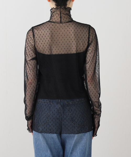 【とうにゅう】Spick &amp;Span ドットチュールハイネックプルオーバー Spick & Span｜《追加》ドットチュールハイネックプルオーバー
