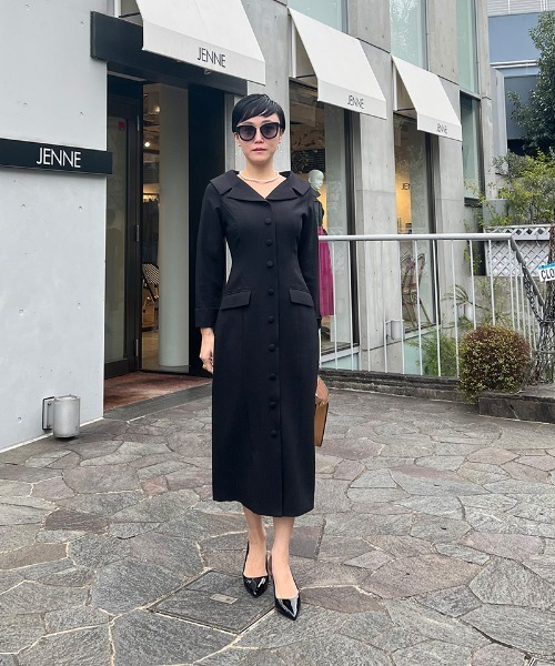 「JENNE」 長袖ワンピース LARGE ベージュ レディース_画像3