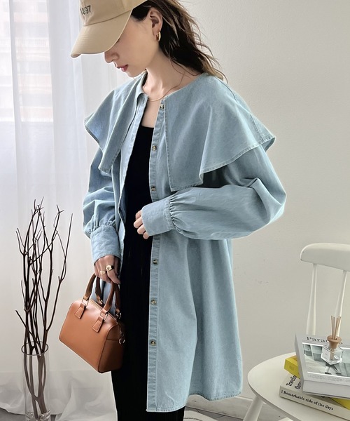 「classicalelf」 長袖チュニック LARGE インディゴブルー レディース_画像3