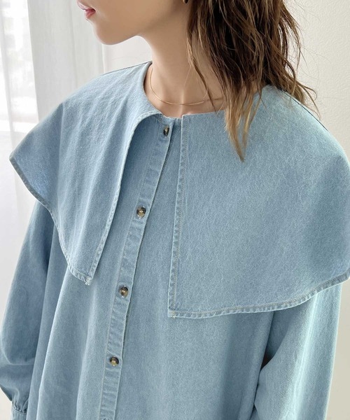 「classicalelf」 長袖チュニック LARGE インディゴブルー レディース_画像4