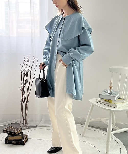 「classicalelf」 長袖チュニック LARGE インディゴブルー レディース_画像6