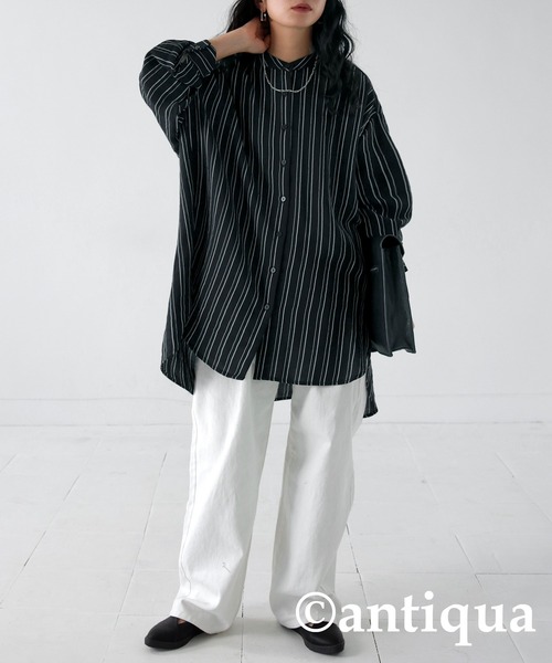 「antiqua」 長袖ブラウス FREE ブラック レディース_画像2