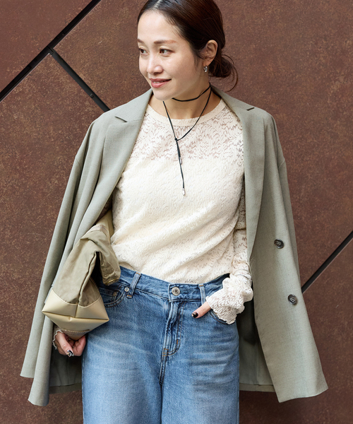 美品 25SS JOURNAL STANDARD ジャーナルスタンダード ストレッチレースインナー ロングスリーブ カットソー ナチュラル レディース 古着 中古 USED ジャーナルスタンダード JOURNAL STANDARD 《追加予約》ストレッチ