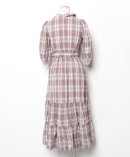 「Her lip to」 チェック柄シャツワンピース S ブラウン レディースの画像