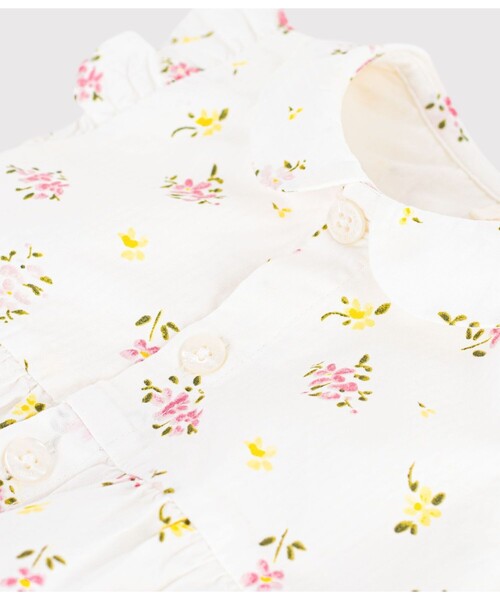 ベビー服 ロンパース フラワープリントショートロンパースの画像