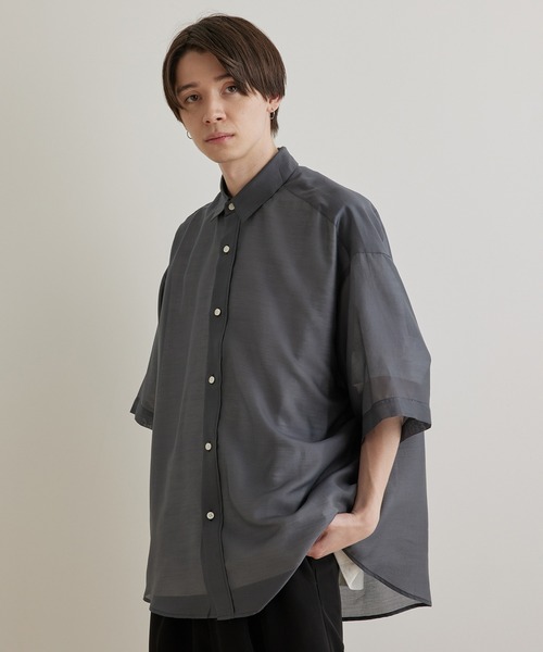 「JUNRED」 半袖シャツ S サックスブルー メンズ_画像4