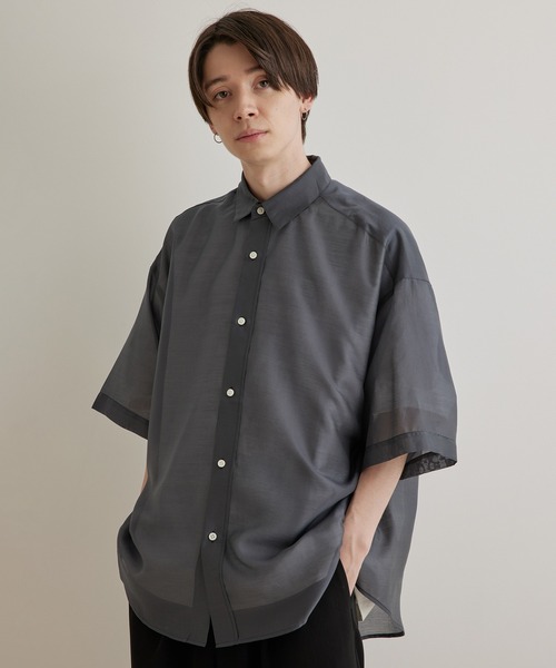 「JUNRED」 半袖シャツ S サックスブルー メンズ_画像7