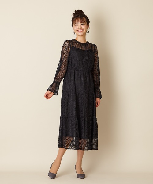 「AIMER」 長袖ワンピース M グリーン系その他2 レディース_画像8