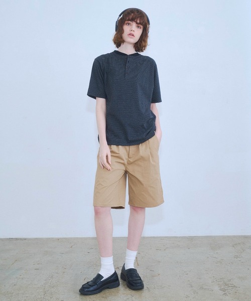 Zooodle ヘンリーネック tシャツ Border henley-neck T-shirt