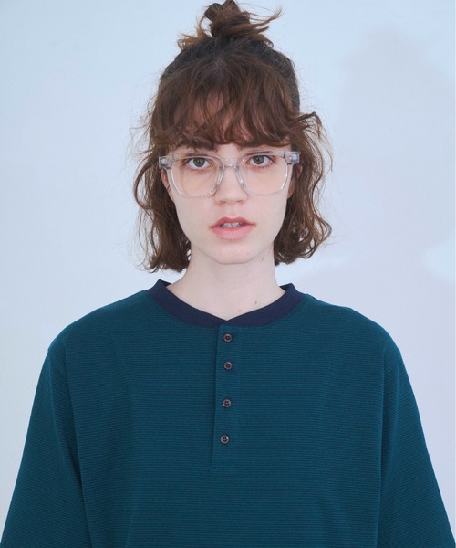 Zooodle ヘンリーネック tシャツ Border henley-neck T-shirt