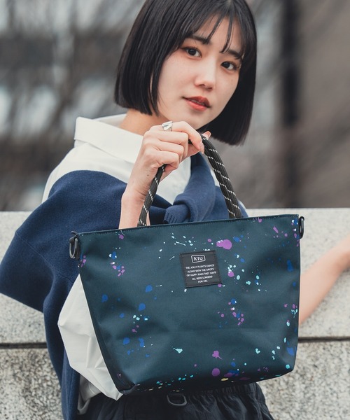 kashwére ネイビー ロゴトートバッグ KiU（キウ） トートバッグ 600D 2WAYミニトートバッグ オンライン限定
