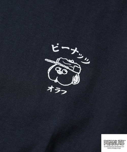 PEANUTS tシャツ 半袖 帆前掛け風オラフ柄プリント天竺Tシャツ 半袖