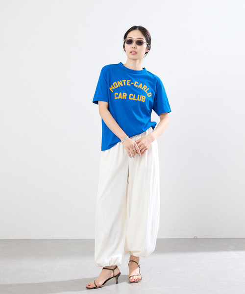 IENA  フロッキーロゴTシャツ IENA（イエナ） tシャツ BLACK フロッキーロゴプリントTシャツ