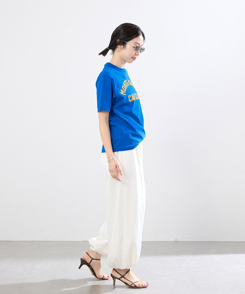 IENA（イエナ） tシャツ 半袖 BLACK フロッキーロゴプリントTシャツ