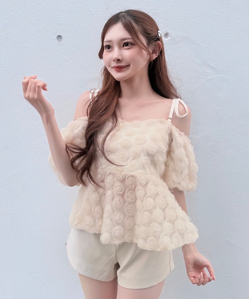 NOMAE（ノーマエ） ブラウス シャツ 3wayローズペプラムチュニック 