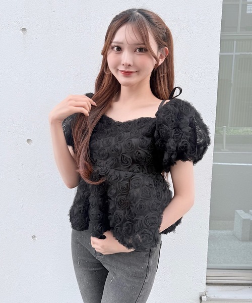 NOMAE（ノーマエ） ブラウス シャツ 3wayローズペプラムチュニック 