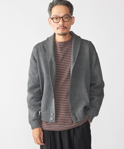 「SHIPS」 ニットカーディガン MEDIUM ダークグレー メンズ_画像9