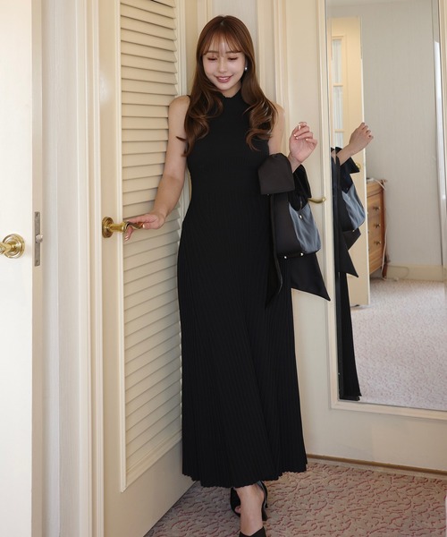 ワンピース BACK RIBBON KNIT DRESS