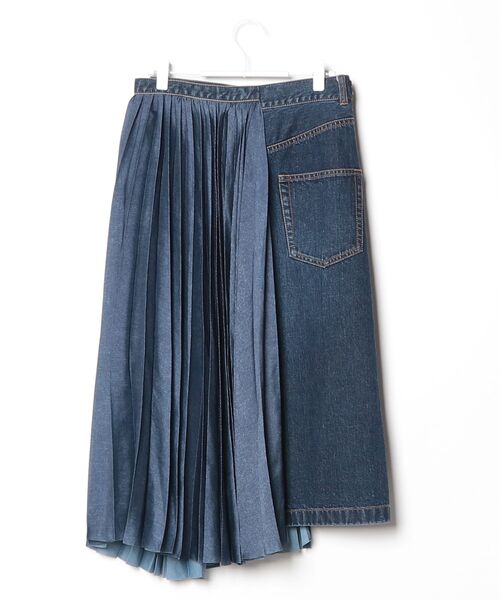 sacai（サカイ） Half Pleated Denim Skirt デニムスカート 1 ネイビー