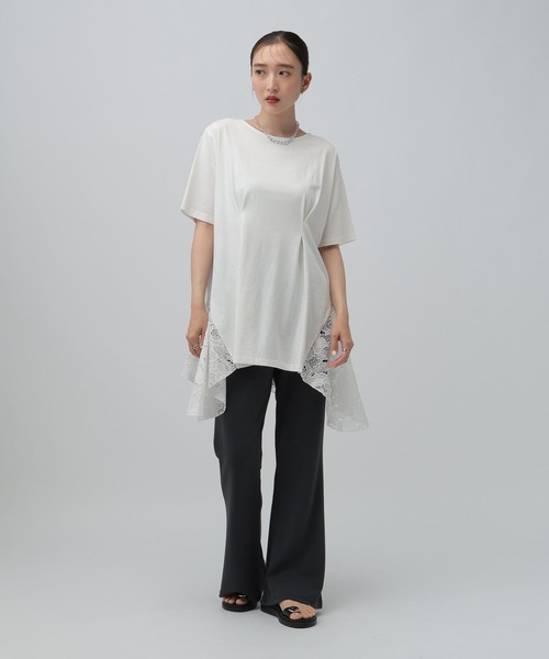 LEPSIM（レプシィム） tシャツ 半袖 イレヘムレースドッキング