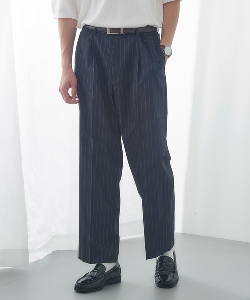 【kolor 24SS】ウール トロピカル ワイド スラックス ネイビー 1 GAMBERT CUSTOM SHIRT スラックス 「GAMBERT」TROUSERS WOOL TROPICAL