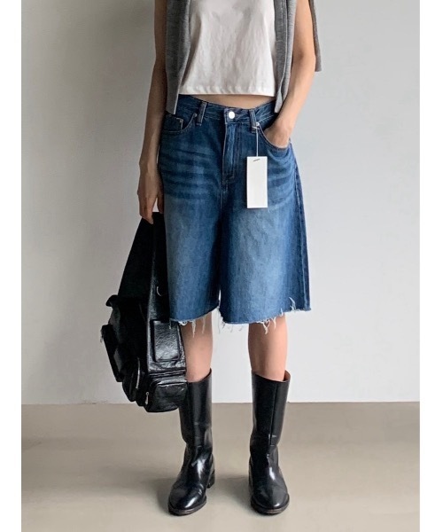 「Didot.showroom」 デニムハーフパンツ M ホワイト レディース_画像6