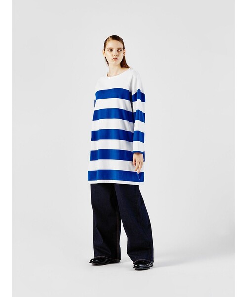 tシャツ MIDIUMISOLID ビッグボーダーチュニック レディース MIDIUMISOLID tシャツ ビッグボーダーチュニック レディース