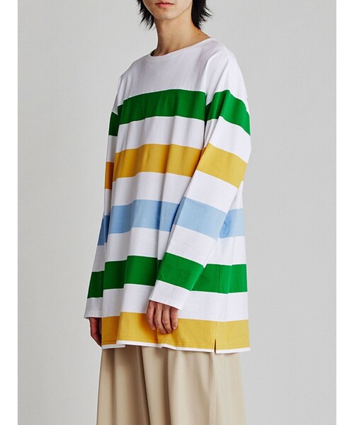 tシャツ MIDIUMISOLID ビッグボーダーチュニック レディース MIDIUMISOLID tシャツ ビッグボーダーチュニック レディース