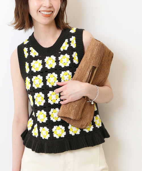 SLOBE IENA ニット グラニースクエアクロシェプルオーバー : ZOZOTOWN  