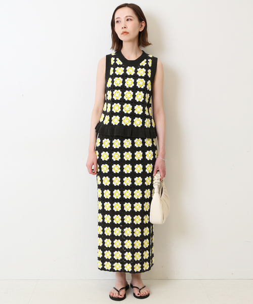 SLOBE IENA ニット グラニースクエアクロシェプルオーバー