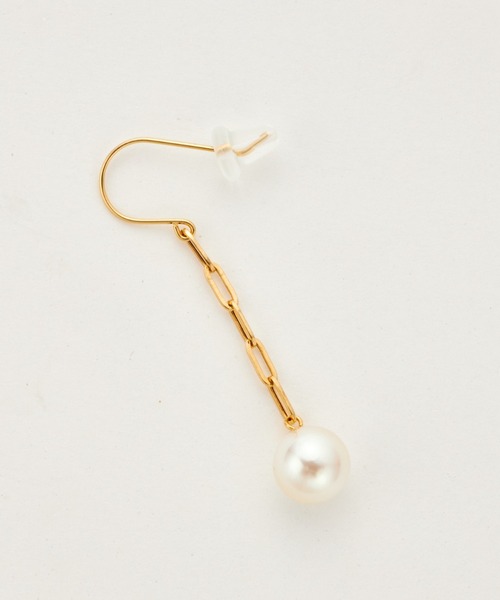 ピアス ピアス　クリップチェーン　パール＆K18 レディースの画像