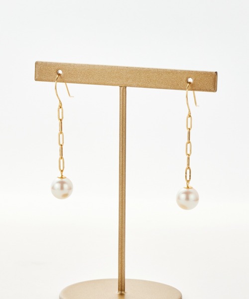 ピアス ピアス　クリップチェーン　パール＆K18 レディースの画像