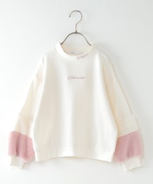 ikka トレーナー 袖ファー刺繍裏毛プルオーバー（100~160cm