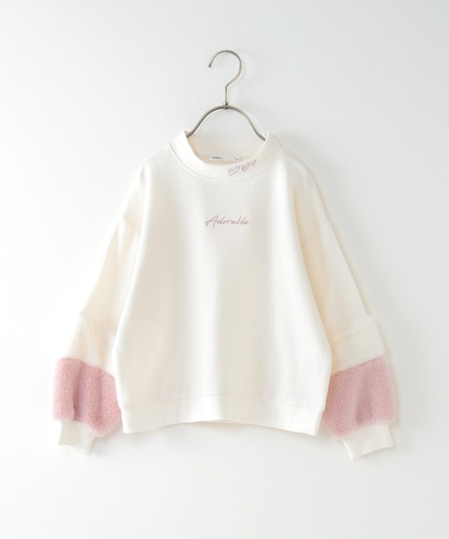 ikka トレーナー 袖ファー刺繍裏毛プルオーバー（100~160cm