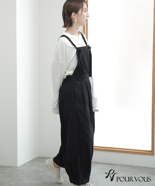 SakuraOMMO サロペット黒 バルーンパンツ ElegChic サロペット オーバーオール バルーンサロペットパンツ