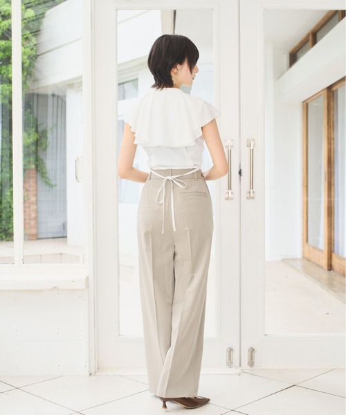 Olu. パンツ サイドボタンタックワイドパンツ レディース