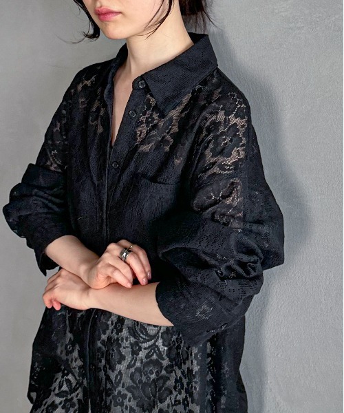 ブラウス シャツ ルーズレースシャツ レディース CLEL（クレイル）の「【CLEL】Loose Short Sleeves Lace Shirt