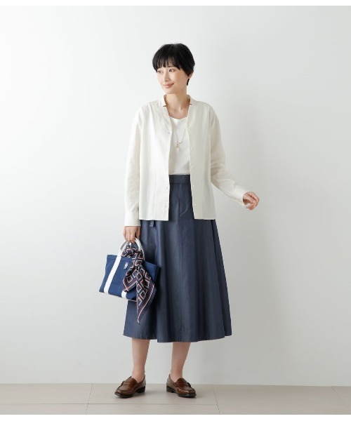 ブラウス シャツ コットンワッシャーピケ 刻み衿シャツ レディース NEWYORKER ブラウス シャツ コットンワッシャーピケ 刻み衿