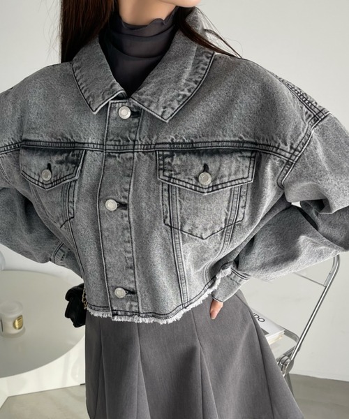 GYDA クロップドデニムジャケット 新品タグ付き ジェイダ GYDA BACKロングショート ケミカルデニムGジャン