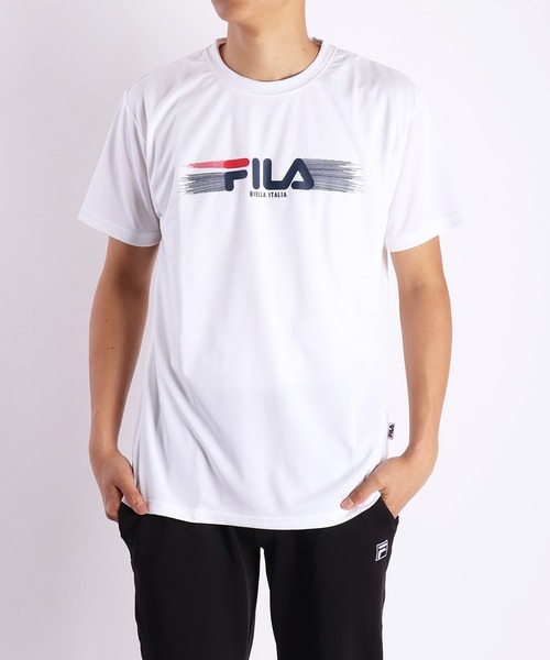 FILA ホワイト Tシャツ 半袖 メッシュ FILA tシャツ ハニカムメッシュ 半袖 刺繍 ロゴ 半袖Tシャツ