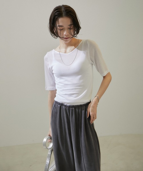 nu=layerジェントルVネックシアーTシャツ SALON adam et rope'｜nu=layerジェントルVネックシアーTシャツ