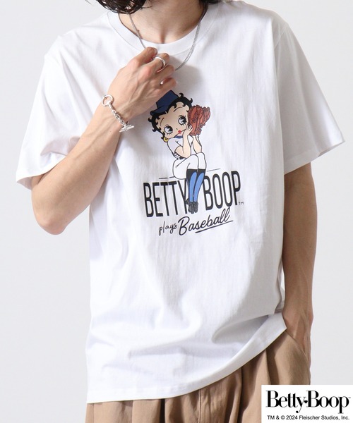 BETTY BOOP tシャツ BOOP（TM） プリント半袖Tシャツ 野球柄