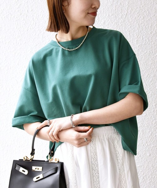 【ブルー（44）】【洗える】スーピマコットン アームレットTシャツ img_d041b5e5747b9ed9d6d5e5c7f7