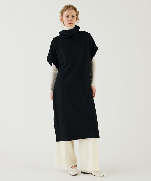 ベスト ジレ ミルドスムース スタンドネックロングベスト レディース GALERIE VIE ベスト ジレ ミルドスムース スタンドネックロング