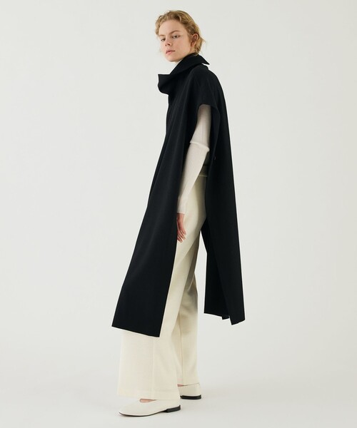 ベスト ジレ ミルドスムース スタンドネックロングベスト レディース GALERIE VIE ベスト ジレ ミルドスムース スタンドネックロング