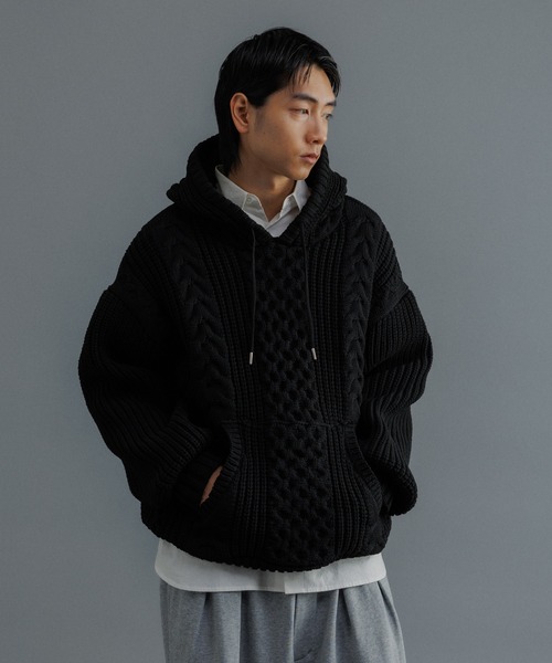 ★タグ付き 未使用 アダムエロペ ニット フーディー パーカー ADAM ET ROPE'（アダムエロペ） パーカー 「WEB限定」ボリューム