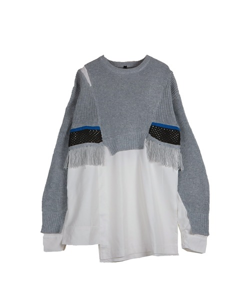 AULA AILA ブラウス シャツ ニットドッキングシャツ レディース
